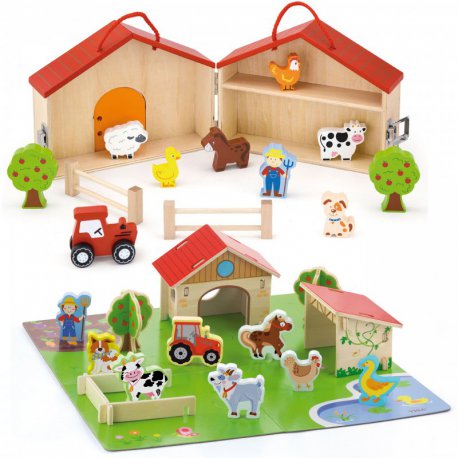 VIGA Farma Drewniana Zagroda Zwierzęta 43Elementy