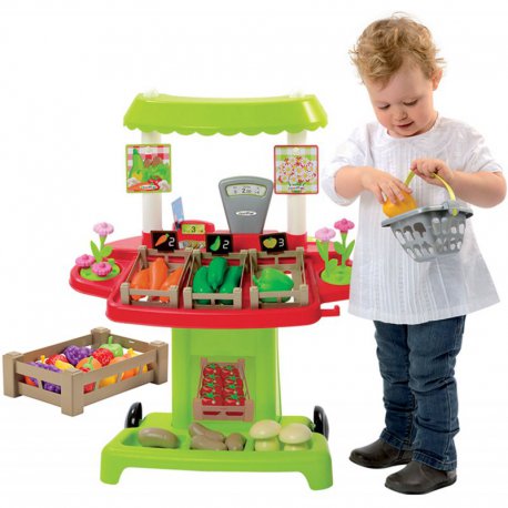 Sklep Targ z Warzywami Owoce Kasa Wózek 55 el Ecoiffier