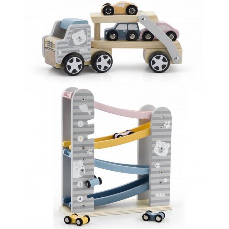 Zestaw VIGA PolarB Drewniana Laweta + Zjeżdżalnia