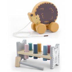 Zestaw VIGA PolarB Zabawka Do Ciągnięcia Jeż + Wbijanka