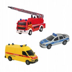 DICKIE SOS Zestaw Pojazdów 3szt. Policja Straż