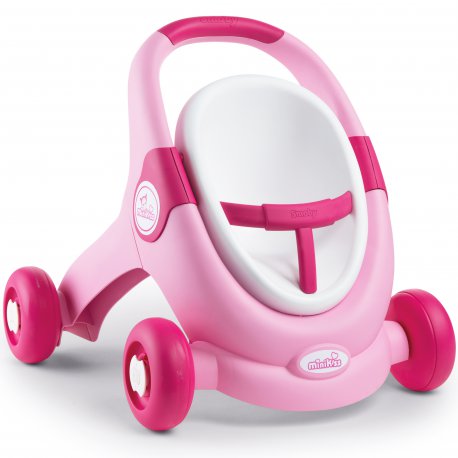 Smoby MiniKiss Chodzik Pchacz 3w1 Wózek dla Lalek Różowy