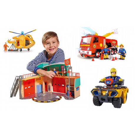 Mega Zestaw Strażak Sam Na Gwiazdkę SIMBA Remiza+Helikopter+Wóz strażacki+Quad