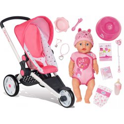 Baby Born Lalka interaktywna 9 funkcji + wózek
