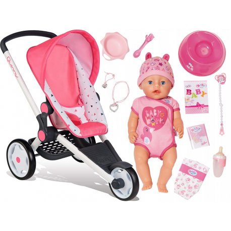 Baby Born Lalka interaktywna 9 funkcji + wózek