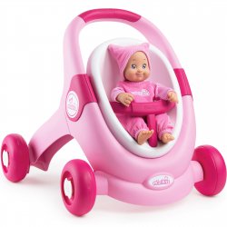 Smoby MiniKiss Chodzik Pchacz 3w1 Wózek dla Lalek Różowy