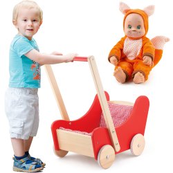 Smoby Interaktywna Lalka + Drewniany Wózek Głęboki Viga