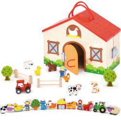 Drewniana Farma Zagroda Zwierzątka 24 El. Viga Toys