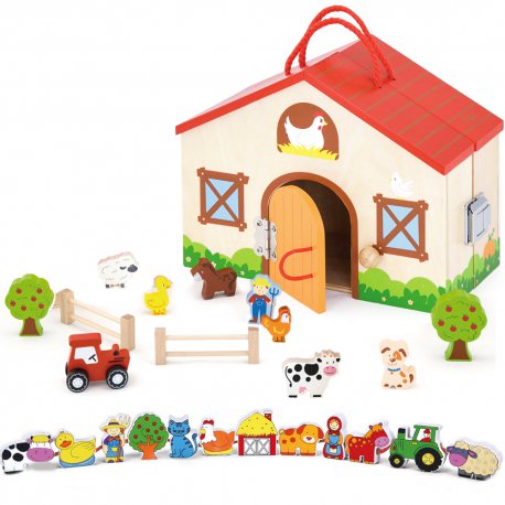 Drewniana Farma Zagroda Zwierzątka 24 El. Viga Toys