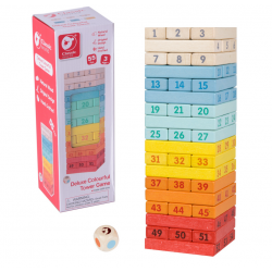 CW3752 CLASSIC WORLD Drewniana Kolorowa Gra Wieża Deluxe Jenga