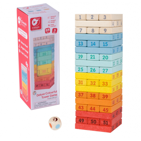 CW3752 CLASSIC WORLD Drewniana Kolorowa Gra Wieża Deluxe Jenga