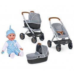 Smoby Wózek 3 w 1 Spacerówka Gondola Maxi Cosi Filcowy dla Lalek