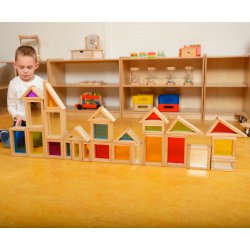 MASTERKIDZ Klocki Drewniane Tęczowe 51 Akc.