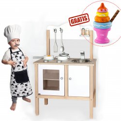 Viga Duża Drewniana Klasyczna kuchnia z akcesoriami