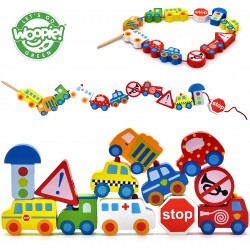 TOOKY TOY Klocki Koraliki Przeplatanka Do Nawlekania Pojazdy Samochody