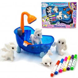 WOOPIE ART&FUN Zabawki Zwierzaki do Malowania 4 szt. + Wanna do Mycia + Kolorowanka