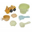 WOOPIE GREEN Zestaw do Piasku + Koparka w Wiaderku 7 el. BIODEGRADOWALNY ORGANICZNY MATERIAŁ