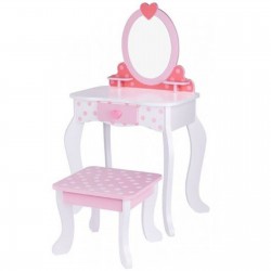 TOOKY TOY Drewniana Toaletka Różowa z Krzesełkiem