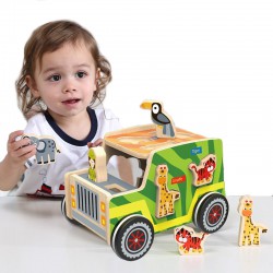 TOOKY TOY Drewniany Jeep Safari Sorter Samochód