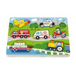 Drewniane Puzzle dźwiękowe Pojazdy Viga Toys