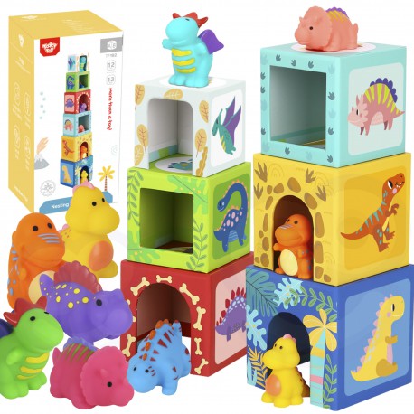 TOOKY TOY Drewniane Klocki Sorter Edukacyjny Zwierzątka 12 el.