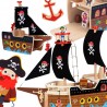 TOOKY TOY Statek Piracki Drewniany Figurki Zestaw