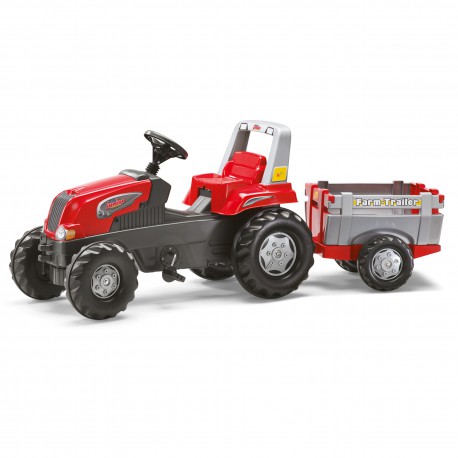 Rolly Toys traktor na pedały Junior RT czerwony z przyczepą Farm New