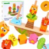 TOOKY TOY Drewniany Stacker Układanka Balansująca Zwierzęta Nawlekanka