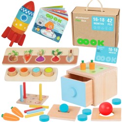 TOOKY TOY Box Pudełko XXL Montessori Edukacyjne 7w1 Sensoryczne 16-18 Mies.