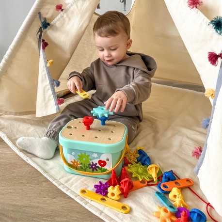 WOOPIE GREEN Układanka Montessori Kołki w Pudełku Stosy Nawlekanka