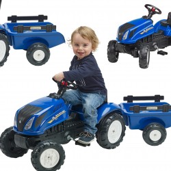 FALK Traktor na Pedały New Holland Duży z Przyczepką + Otwierana Maska od 2 lat