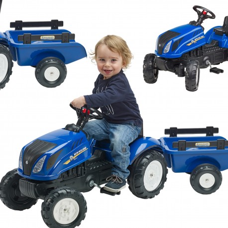 FALK Traktor na Pedały New Holland Duży z Przyczepką + Otwierana Maska od 2 lat
