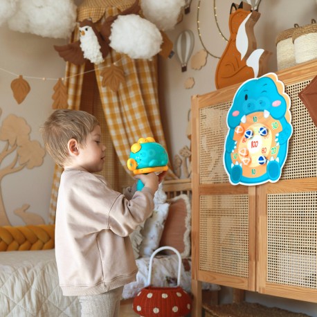 WOOPIE Gra w Rzutki Pistolet Dinozaur na Kulki Rzepy Tarcza Punkty Strzelanie