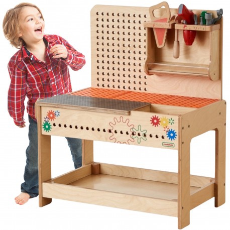 MASTERKIDZ Drewniany Warsztat XXL Montessori STEM z Narzędziami + Akcesoria
