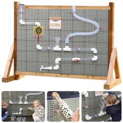 Drewniana Wolnostojąca Tablica XXL Zewnętrzna + Zestaw Toru Wodnego MASTERKIDZ