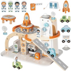TOOKY TOY Drewnian Kosmiczny Parking  Stacja Kosmiczna