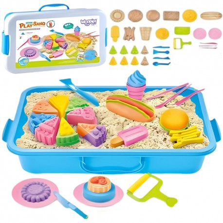 WOOPIE Piasek Kinetyczny 1,2 kg Zestaw Restauracja Stolik z Foremkami