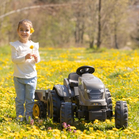 SMOBY Traktor XXL Metaliczny na Pedały z Przyczepką