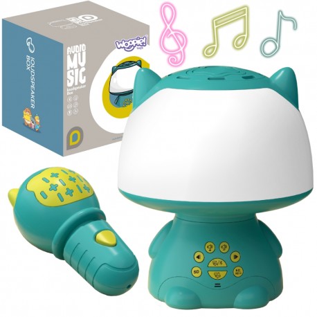 WOOPIE Multifunkcyjna Lampka RGB Głośnik Bluetooth Karaoke Modulator Głosu Karta SD AUX Turkusowa