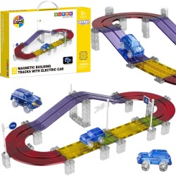 WOOPIE Klocki Magnetyczne Tor Samochodowy 76 Elementów