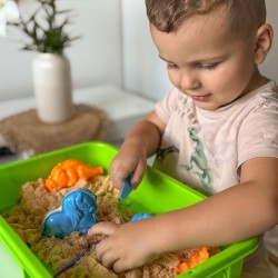 WOOPIE Piasek Kinetyczny 1,5 kg Zestaw XXL Dinozaury Stolik z Foremkami