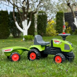 Falk Traktorek do odpychania, Chodzik, Jeździk Baby Claas Axos + przyczepka
