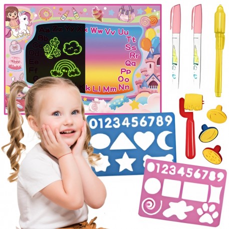 WOOPIE Mata Wodna do Malowania 2w1 XXL 100x70cm Świeci w Ciemności