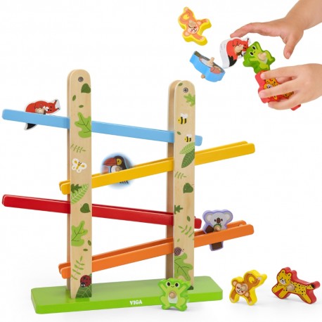 VIGA Drewniana Zjeżdżalnia dla Zwierzątek Dżungla 7 el.