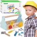TOOKY TOY Drewniana Skrzynka z Narzędziami Zestaw 18 el.