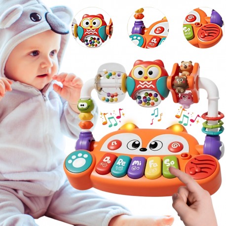 WOOPIE Interaktywne Pianino Edukacyjne Lisek LED Grzechotki