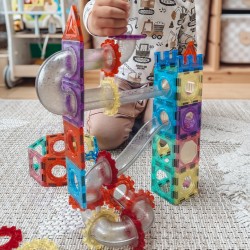 WOOPIE Klocki Magnetyczne Konstrukcyjne 3D Zestaw Edukacyjny Tor Kulkowy 126el.el.