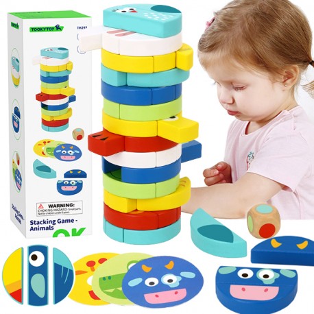 TOOKY TOY Jenga dla Dzieci Klocki Zwierzęta Gra Zręcznościowa