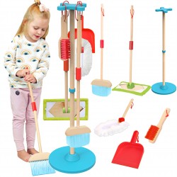 TOOKY TOY Drewniany Zestaw do Sprzątania dla Dzieci 6 el.