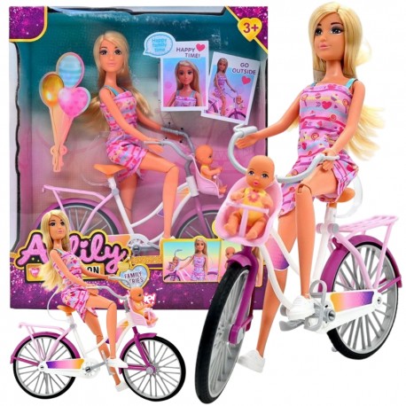 WOOPIE Lalka Mama Rowerzystka Bobas w Foteliku Rower